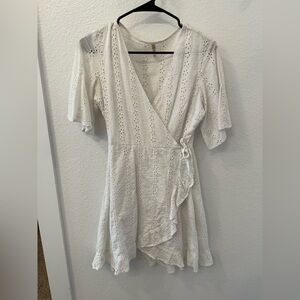 White Eyelet Wrap Dress small